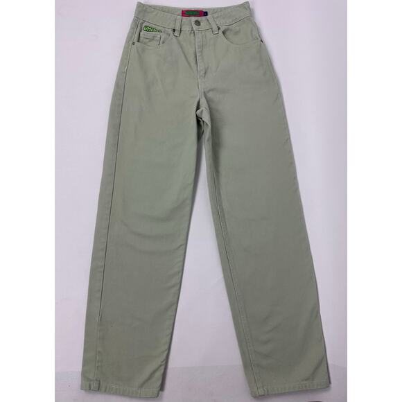 Empyre Size 0 Tori Sage Skate Jeans Green Relaxed Baggy High Rise Y2K Streetwear - Picture 6 of 15